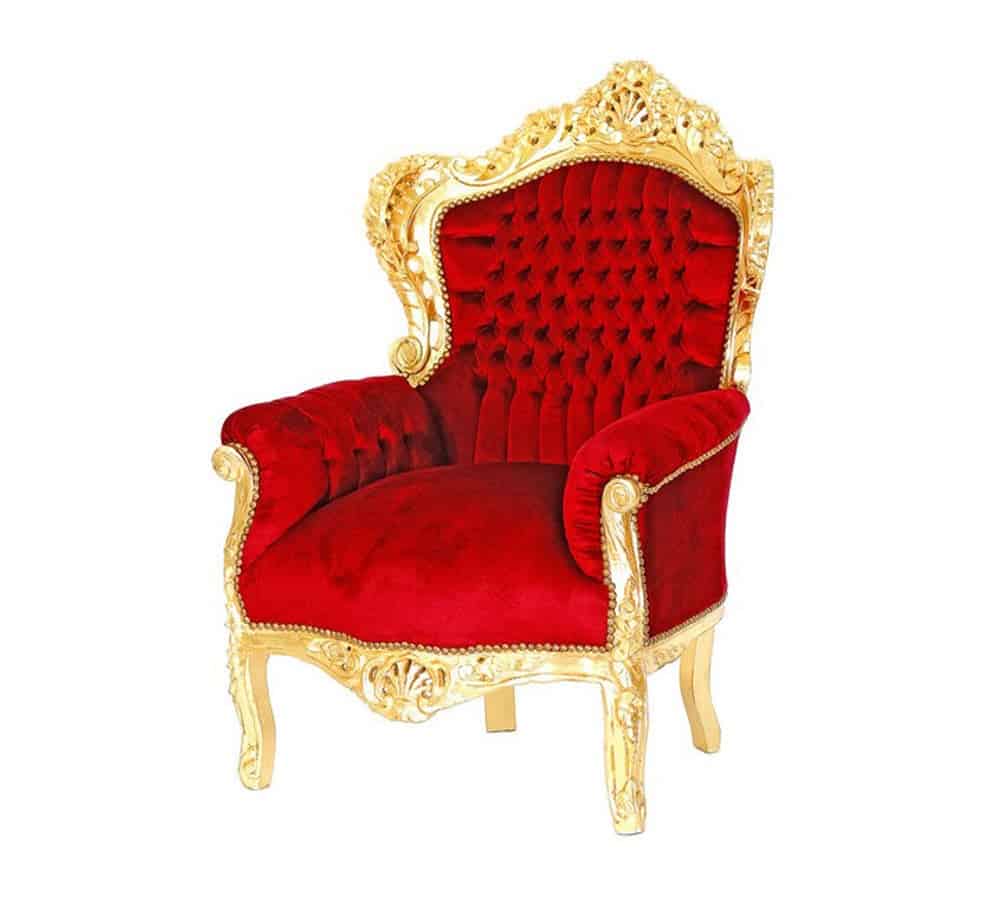 Location trône rouge et or à la location